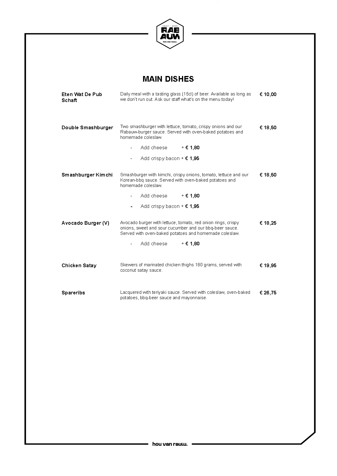 Menu Rabauw